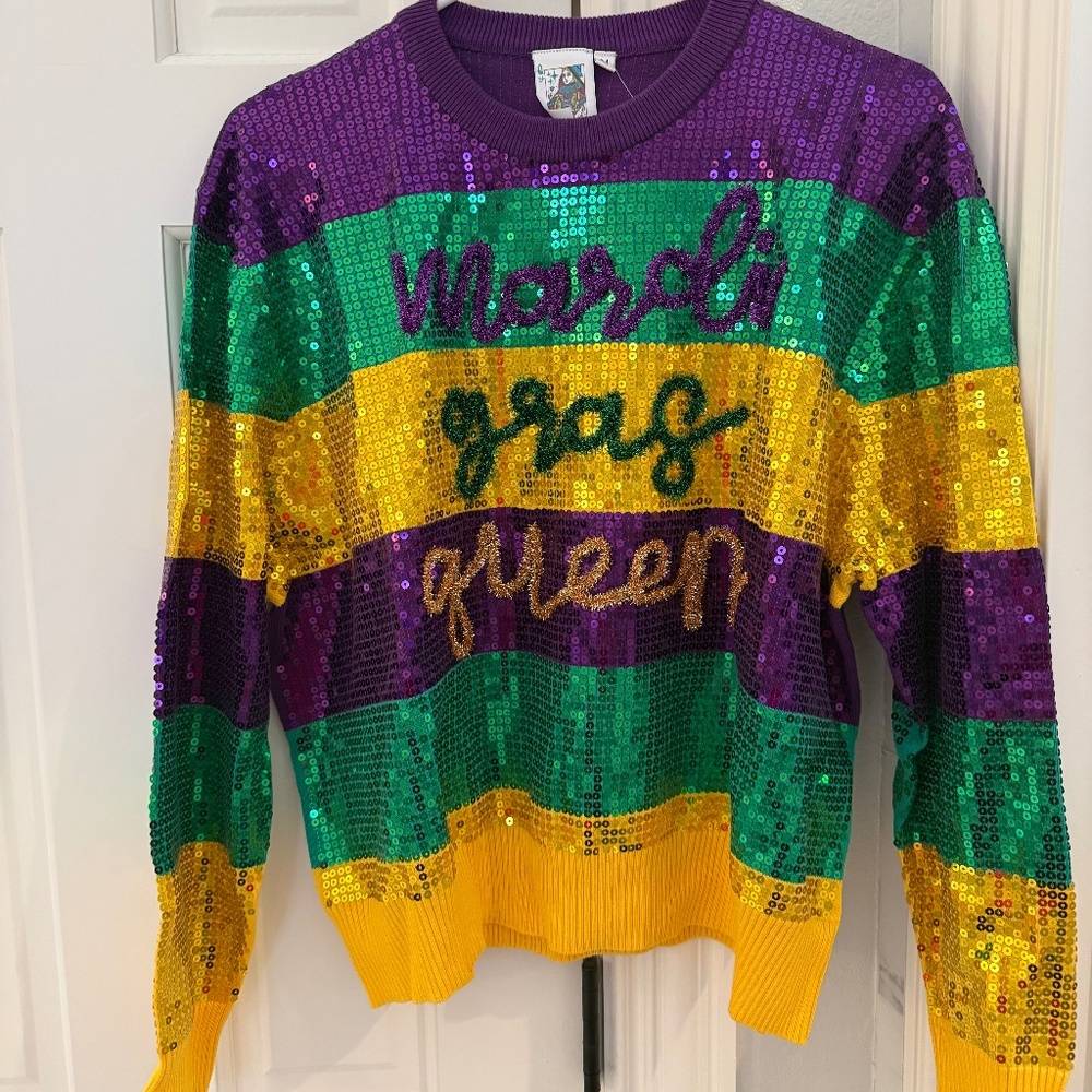 Queen of Sparkles Mardi Gras Sweater